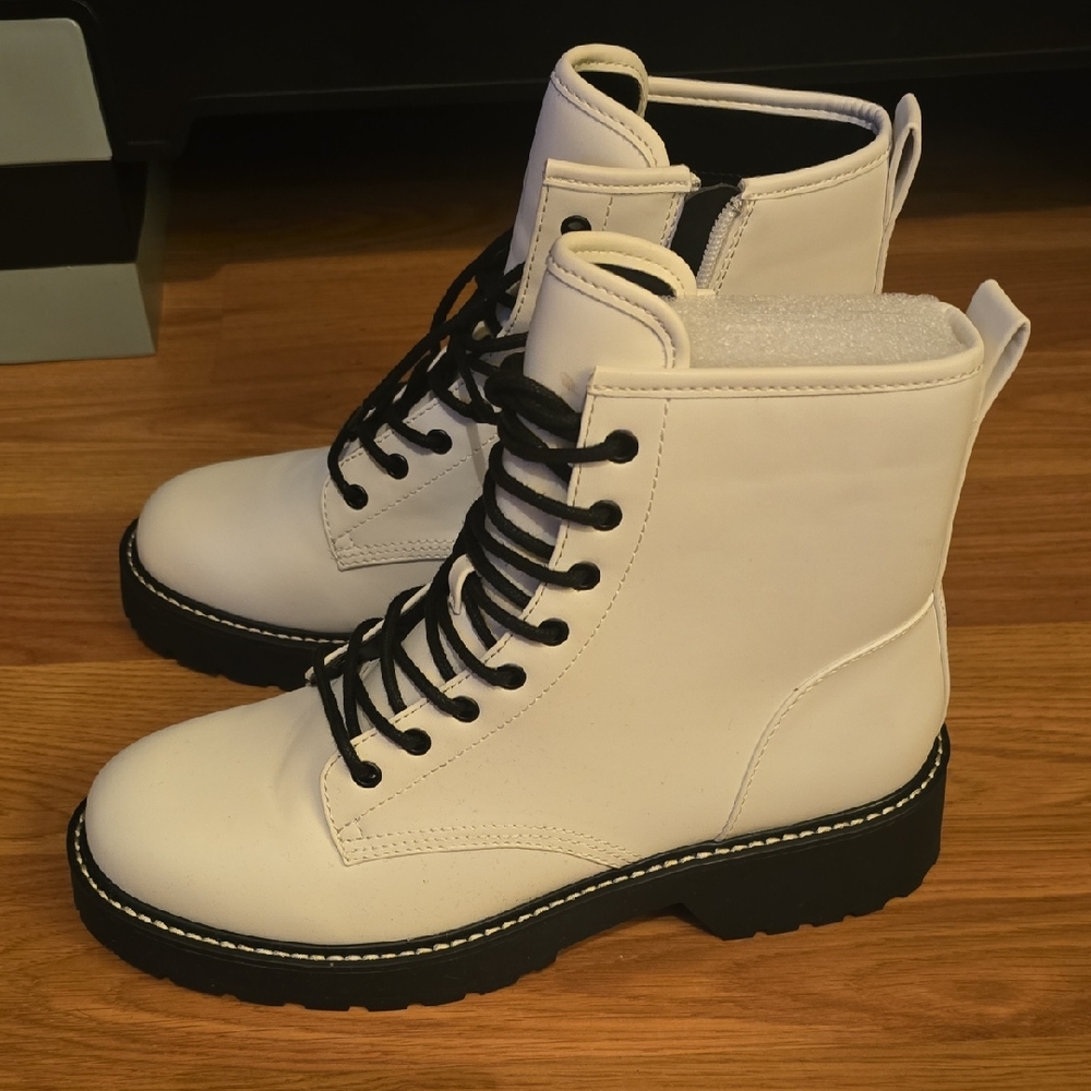 Madden Girl White Combat Boots